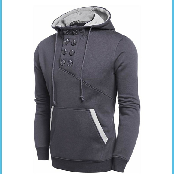 Mens heavyweight fleece hooded sweatshirt size L - Picture 2 of 7